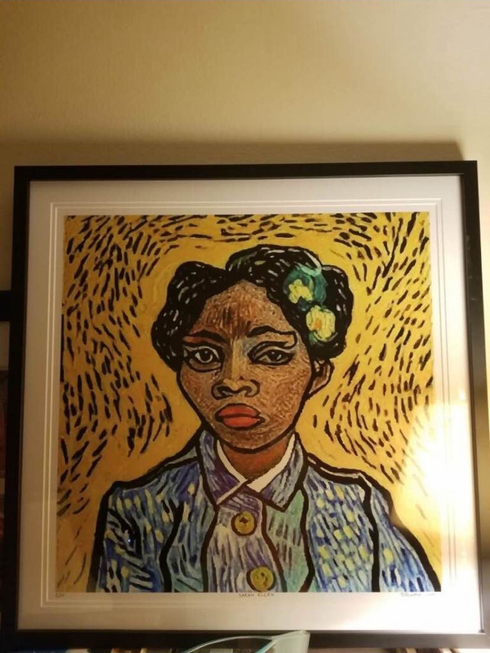 African American signed & numbered rare framed picture. $175. Won award